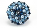 Blumenkissen Ring in Metallic Blue